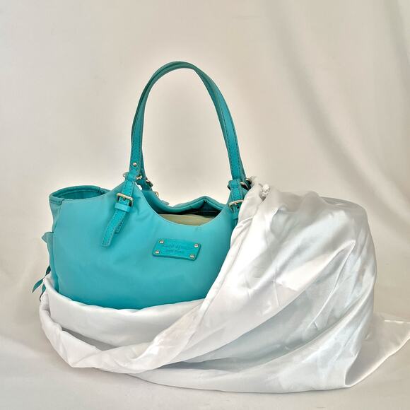 KATE SPADE Nylon and Leather Large Turquoise Shoulder Bag - Picture 8 of 15